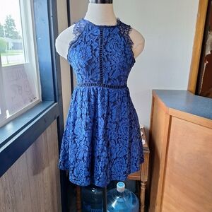 Trixxi Girl Cobalt Blue Lace Overlay Dress, Child SIze 12, Style#T65237ERNI